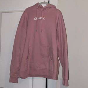 Glossier pink hoodie